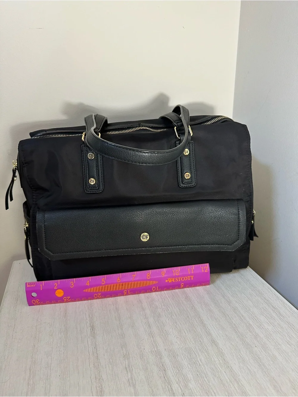 Travanti Nylon and Leather Work/Carry-on Bag